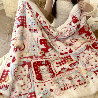 洛麗塔可愛少女牛奶絨羊羔絨印花加厚毛毯 卡通小毯子 兒童/單人/雙人毛毯 披肩毯 車用毯 沙發毯 冷氣毯 加厚蓋毯