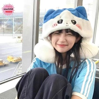 卡通吉伊卡哇U型枕連帽靠枕脖子護頸枕旅行飛機坐車可愛午睡枕頭