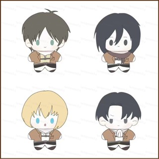 ST3 進擊的巨人毛絨公仔禮物女孩包掛件 Eren Levi Mikasa Armin 毛絨玩具兒童鑰匙扣 TS3