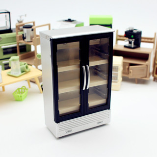 Dollhouse娃娃屋方格空間迷你雙門冰箱DIY自創廚房微縮場景模型