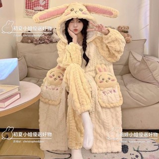 🔥臺灣出貨🔥2025新款中長款睡衣女秋冬季長袍珊瑚絨加厚家居服套裝法蘭絨睡袍禮