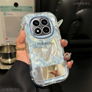 羽紗蝴蝶 鏡子支架 紅米 Note 14 Pro 13 Pro 手機殼 紅米 note 14 13 pro+ 手機殼防摔