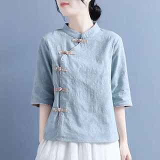 繡花漢服女 原住民服飾 初色 服飾 棉麻唐裝上衣中式盤扣改良旗袍中國風漢服夏季復古女裝民國風茶服