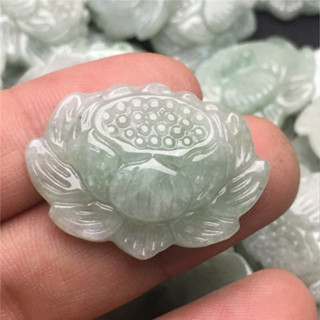 宏雲Hongyun-jf-(1pcs)- 玉器糯種翡翠連花吊墜掛件 緬甸玉石A貨DIY手鍊項鍊編織玉配件