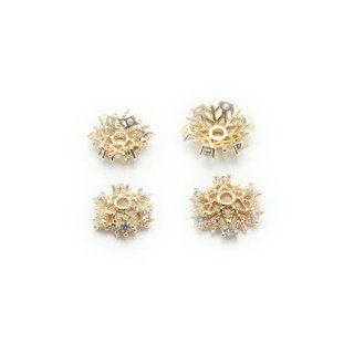 宏雲Hongyun-tl- （10pcs）14K包金配件加厚鑲鋯石雪花型花托手工diy飾品手串隔珠手鍊花帽