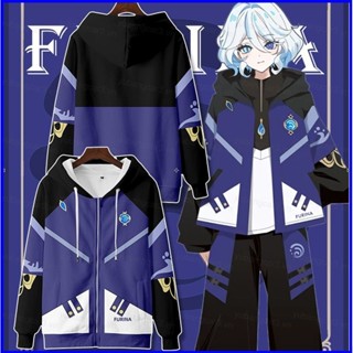 YB3 動漫 Genshin Impact 夾克 Furina Focalors 3D 外套中性角色扮演連帽衫上衣 Fo