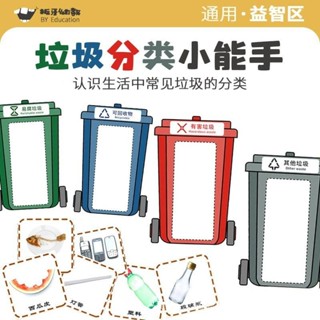 幼兒園中大班生活益智區垃圾分類垃圾桶墻麵區域材料自製敎具環保爆款 新款 2024新款 臺灣出貨