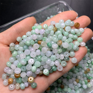 宏雲Hongyun-jf-(1pcs)- 緬甸玉翡翠A貨冰種三彩算盤珠玉石玉器工藝品diy散珠可做配飾