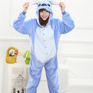 臺灣發貨- 史迪奇動物連體睡衣 Cosplay 秋冬加厚長袖情侶裝 舞臺表演 法蘭絨居家服 藍仔 kigurumi