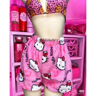 日本三麗鷗 Hello Kitty 面巾睡衣女冬季柔軟毛絨保暖睡褲 [RAIN]