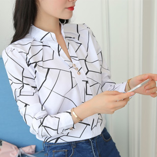 現貨 爆款 女 長袖 襯衫 秋季 2024春秋裝新款氣質休閒條紋長袖襯衫寬鬆白色立領上衣女裝 套頭