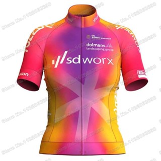 Big SALE 2023 女式團隊 SD Worx 騎行服套裝法國巡迴賽騎行服公路自行車襯衫套裝自行車背帶褲短褲山地車