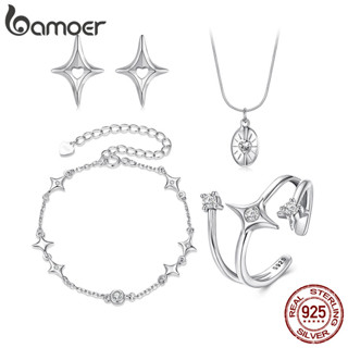 Bamoer 925 純銀耳環星空設計珠寶禮物女士