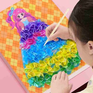 立體戳戳畫 戳戳畫 戳戳繡 公主戳戳樂女孩換裝貼紙書手繪diy兒童手工貼上畫安靜書益智玩具