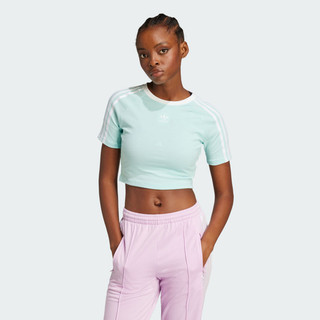 Adidas 3 S Baby Tee JD0306 女 T恤 運動上衣 休閒短袖 短版 藍綠 亞版