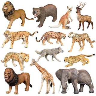 兒童玩具模擬野生動物模型大象老虎獅子熊貓斑馬套裝寶寶早教認知QQWWA
