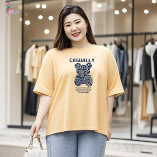 【現貨】【300斤】臺灣出貨M-6XL卡通印花特大碼女裝T恤韓版寬鬆圓領短袖日常休閒慵懶風夏季衣服遮肚腩寬T A121
