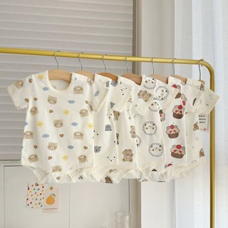 LaKi-嬰兒0-18月夏裝純棉短袖包屁衣男童女寶寶夏季爬服連體衣新生睡衣