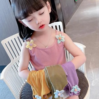 【3584人收藏】女童背心2024夏季新款兒童糖果色花朵小可愛寶寶洋氣無袖上衣涼快