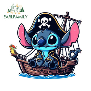 EARLFAMILY Pirate Captain Stitch 汽車貼紙幽默遮擋劃痕大篷車電腦冷卻器後擋風玻璃 RV