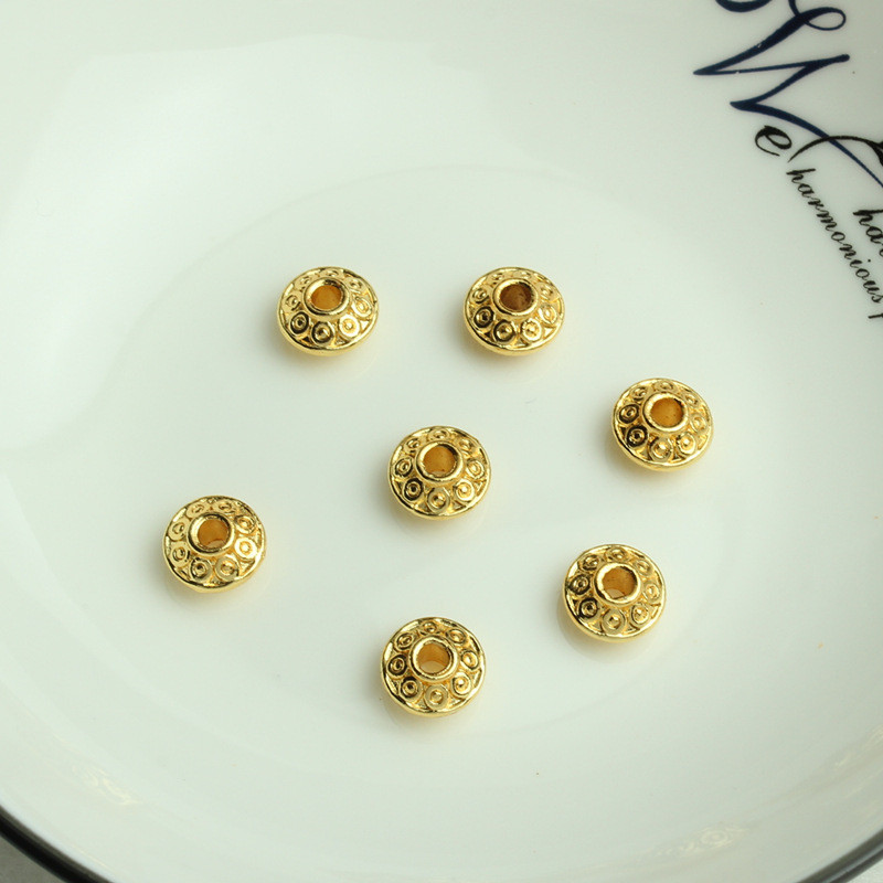 宏雲Hongyun-tl- (50pcs/份）- 18k包金圓圈飛碟形隔珠 diy手工飾品配件 手鍊串珠佛珠扁隔片墊片