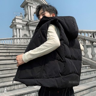 夏之星 羽絨棉馬甲男士冬季大尺碼外套青年韓版加厚潮流保暖無袖背心馬甲男保暖背心無袖背心