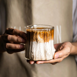 ins風咖啡杯 冰美式咖啡杯 咖啡杯 設計感 小眾玻璃杯 透明玻璃杯 高顏值 樹樁拿鐵杯