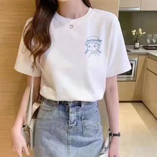 愛依依 短袖T恤 純色上衣 圓領上衣 S-2XL新款正肩寬鬆簡約時尚百搭減齡顯瘦上衣-2743.