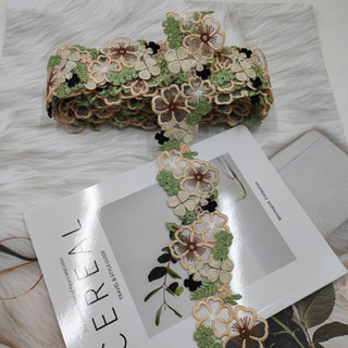 現貨△ 歐根紗 △ 歐根紗 花朵彩色蕾絲花邊刺繡洛麗塔花邊民族風服裝衣服配飾