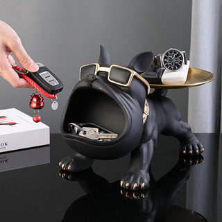Entrance key storage ornament [人收藏]入戶北歐玄關鑰匙收納法鬥犬客廳輕奢鞋櫃桌麵收納擺件