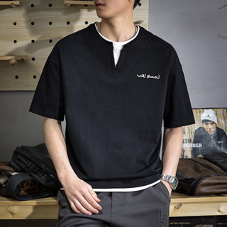 假兩件 M-8XL 大碼純棉短袖 夏天衣服 韓裝 情侶裝 t shirt 短袖 男生短袖 素t 上衣 排汗衫 男 上衣