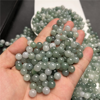 宏雲Hongyun-jf-(1pcs)- 緬甸翡翠a貨圓珠玉珠手鍊 8mm油青珠黃翡隔片串珠手串玉石飾品廠