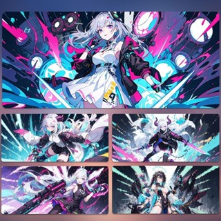 『臺現』100%正品 賽博少女滑鼠墊超大號學生寫字墊二次元電腦鍵盤墊辦公桌面墊定製