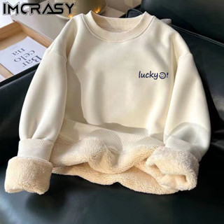 ✨滿額免運🌞圓領 ins風 IMCRASY 上衣 外套女 羊羔絨 衛衣 衛衣女 衛衣男 情侶 情侶衛衣 情侶外套 上衣女
