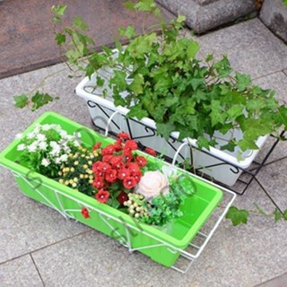 SK熱賣 簡約陽臺花架鐵藝懸掛式欄杆花架長方形花盆架陽臺種菜多肉花架子 精選