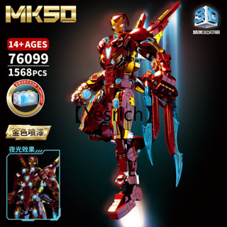 【漫威鋼鐵俠系列】機甲MK50機器人組裝模型玩具 關節可動彩盒款鋼鐵俠玩具手辦 送男生精美包裝禮物
