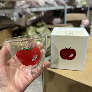 番茄玻璃杯印花家用水杯情侶可愛咖啡杯牛奶果汁杯禮盒