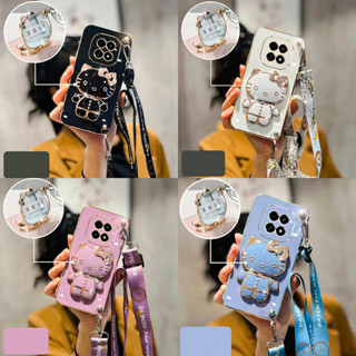 適用於紅米 Note 14 Pro Plus Note 13 化妝鏡可愛 Hello Kitty 支架手機保護殼 SK