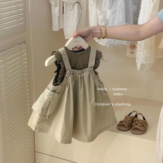 Mini baby🌷女童工裝背帶裙套裝夏裝兒童連衣裙夏季休閒弔帶裙