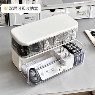 🔥臺灣熱賣🔥數據線收納盒桌面充電器手機電源線整理神器亞克力帶蓋防水收納盒