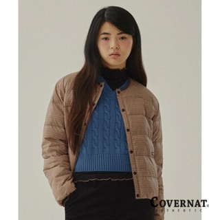 [COVERNAT] 女士 Coverlight 格紋印花無領羽絨套頭衫棕色