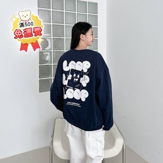 【OHSHI｜臺灣24h出貨】大學T 長袖上衣 大學T長袖 韓版大學T 美式復古 冬天衣服 大學T 長袖 衛衣 073
