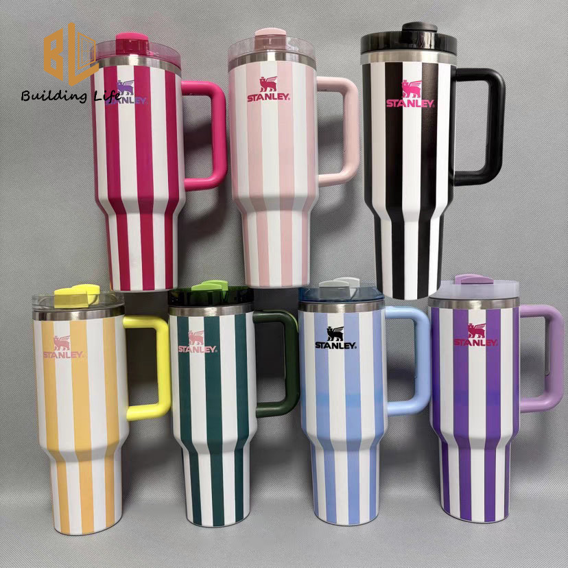 Stanley Quencher H2.0 玻璃杯帶手柄和吸管 40 盎司 Flowstate 3 位蓋杯架兼容旅行絕緣