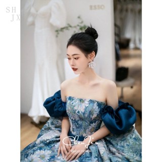 [生活精選]宴會晚禮服宮廷風新款新娘訂婚連衣裙主持人高階質感公司年會春酒尾牙洋裝
