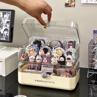吧唧收納盒/展示架Baji storage box吧唧收納盒透明翻蓋桌面徽章展示架子防塵動漫周邊穀子置物架盒子25.4.