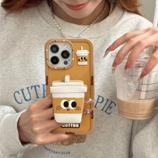 Iphone 11 12 13 14 15 16 Pro Max Plus 3D 咖啡杯可愛卡通支架軟 TPU 兒童矽膠
