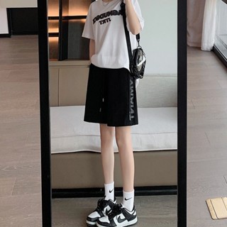 黑色草莓女裝館☜冰絲速幹運動短褲女夏季薄款高腰顯瘦褲子休閒闊腿五分褲中褲👗