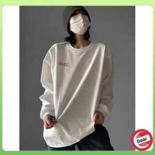 【Dear】慵懶簡約字母圓領長袖T恤女新款韓版春秋新款寬鬆百搭上衣打底ins