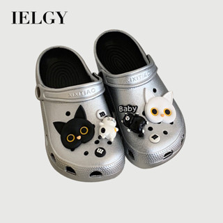 IELGY EVA甜美酷黑白銀洞鞋戶外休閒街頭風夏季防滑涼拖鞋女