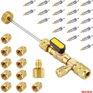Crtw 汽車閥芯拆卸器安裝工具 SAE 1/4 英寸 5/16 英寸雙尺寸汽車空調維修工具適用於 HVAC R22 R